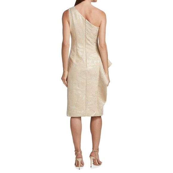 Teri Jon by Rickie Freeman
One-Shoulder Jacquard Rouched Side-Peplum Dress - Picture 3 of 9